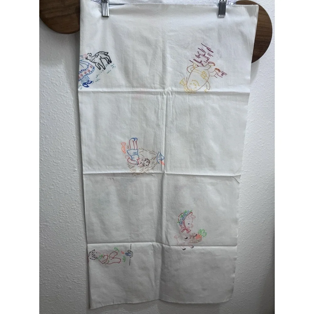 Vintage Nursery Rhyme Fabric Quilt Unfinished Embroidery Humpty Dumpty &‎ More